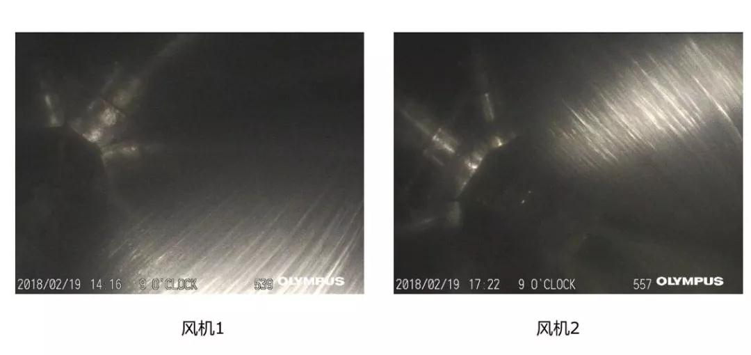 内窥镜观察显示内滚道状态良好